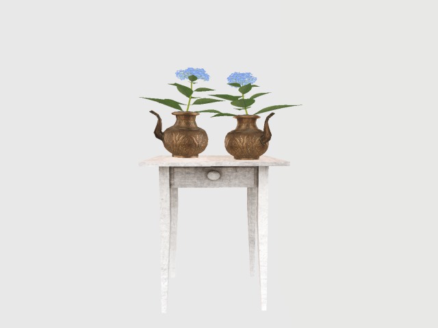 White Table With Vases