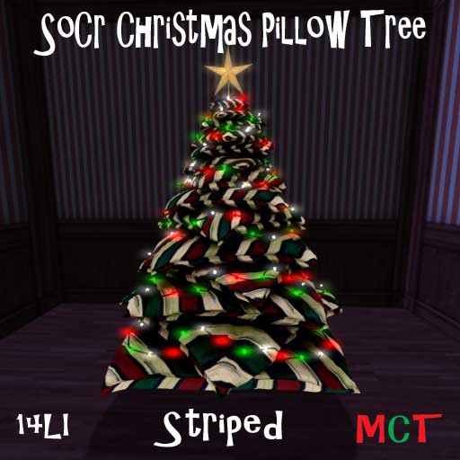 SoCr Christmas Pillow Tree Striped