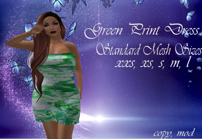 Green Print Mesh Dress