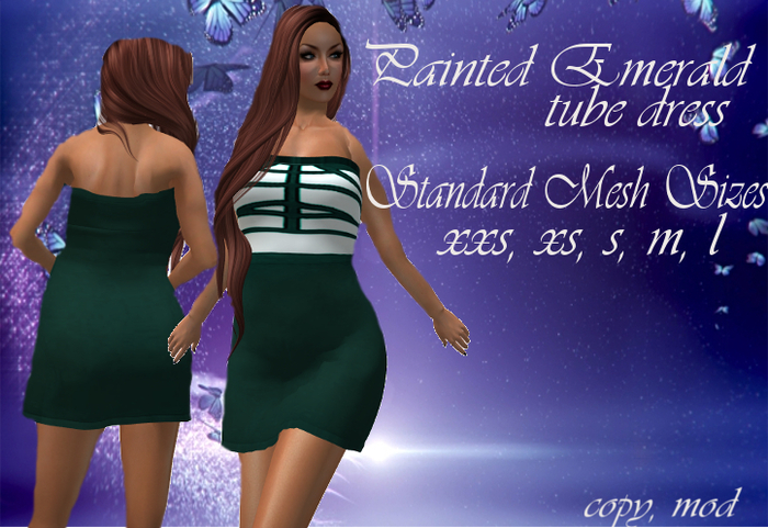 Painted Emerald Mesh Tube Dress