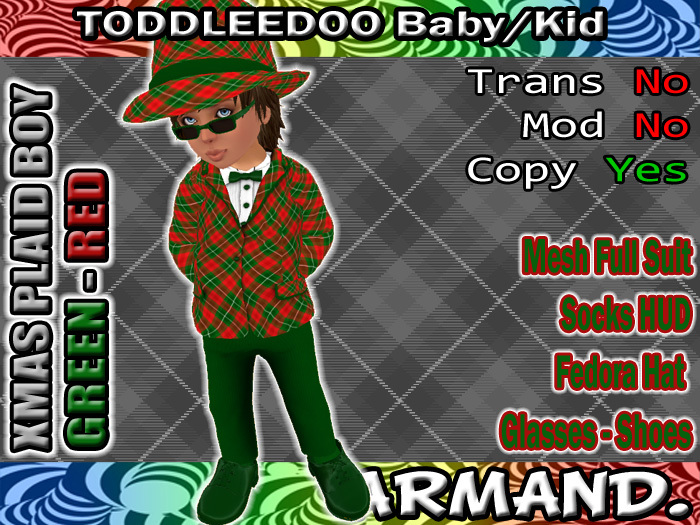 --ARMAND-- XMAS PLAID BOY - GREEN-RED