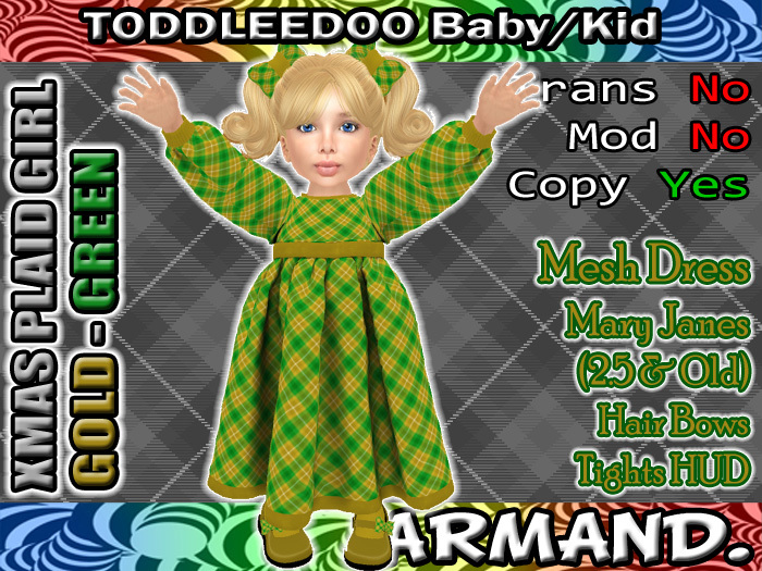 --ARMAND-- XMAS PLAID GIRL - GOLD-GREEN