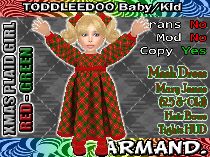 --ARMAND-- XMAS PLAID GIRL - RED-GREEN