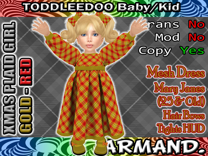--ARMAND-- XMAS PLAID GIRL - GOLD-RED