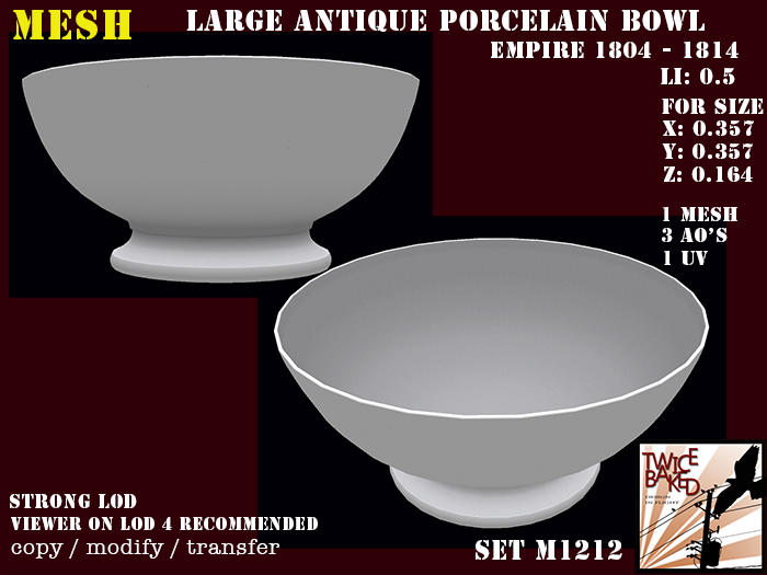"TB" Large round antique bowl (Empire 1804-1814) M1212