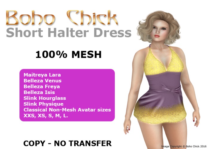 Boho Chick Purple & Gold Glitter Halter Dress
