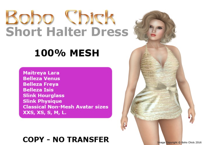 Boho Chick Gold Halter Dress