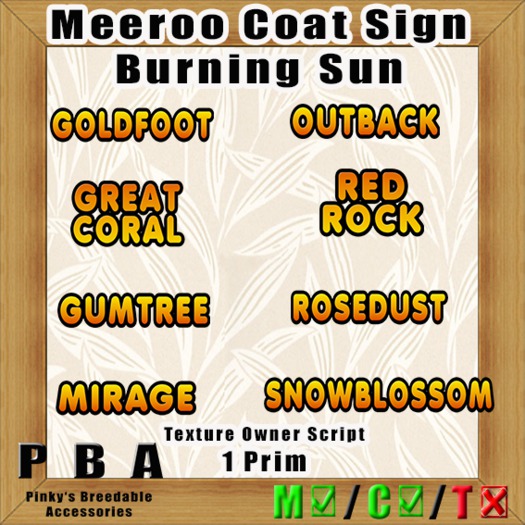 Meeroo Coat Sign "Burning Sun" Vers. 1