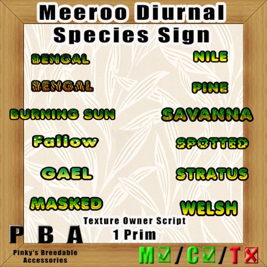 Meeroo Species Sign "Diurnal"