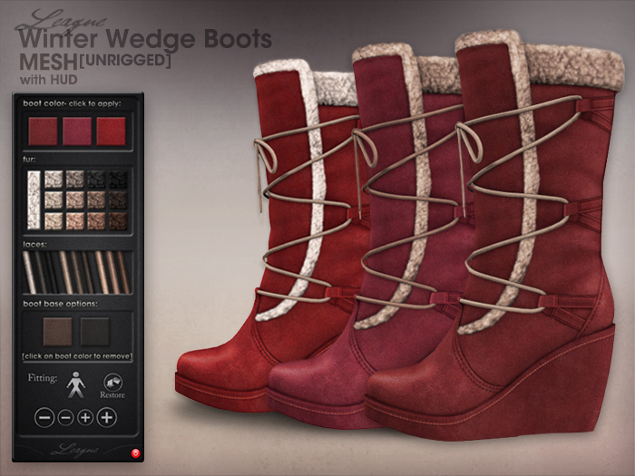 *League* Winter Wedge Boots -Reds