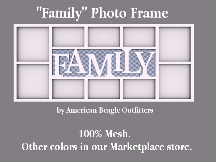 ABO - "Family" photo frame - blue gingham