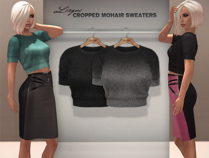 *League* Cropped Mohair Sweater -Black