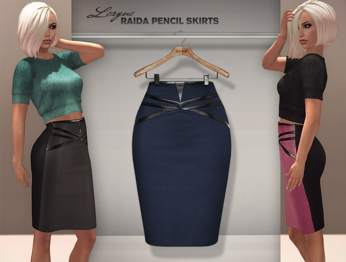 *League* Raida Pencil Skirt -Navy
