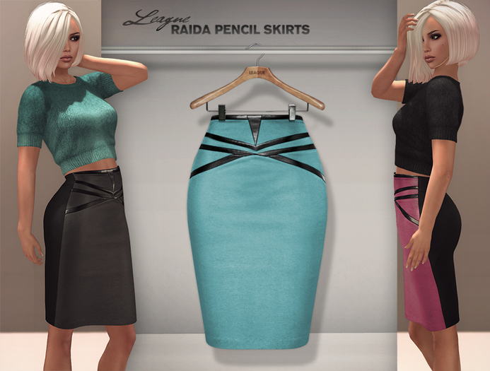 *League* Raida Pencil Skirt -Aqua