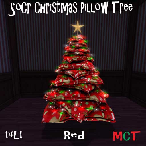 SoCr Christmas Pillow Tree Red