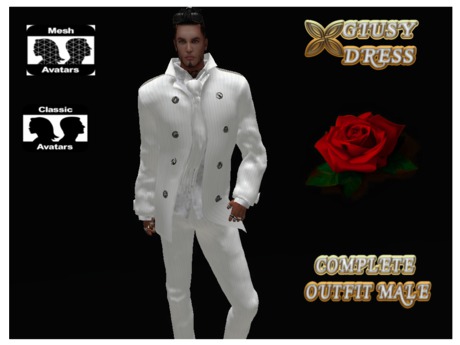 Second Life Marketplace - (MALE COMPLETE OUTFIT)white lines( 2)
