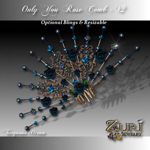 Zuri Rayna- Only You Rose Comb V2-Turquoise/Ocean