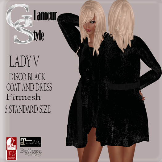 ! GS - LADY V COAT AND DRESS MESH DISCO BLACK