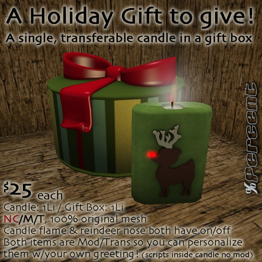 %Reindeer Candle Holiday Gift *MESH* Delivery Box