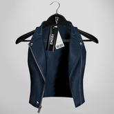 Emery Neil Leather Vest Navy