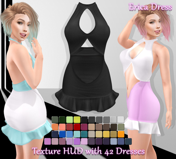 [Syn] Erica Dress (Texture HUD, Maitreya, Physique, Hourglass, Venus, Isis & Freya, materials enabled)