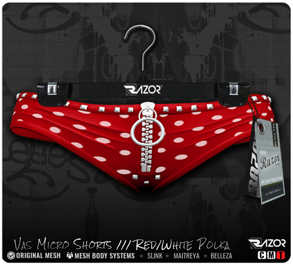 Razor/// Vas Micro Shorts - Red Polka Dot