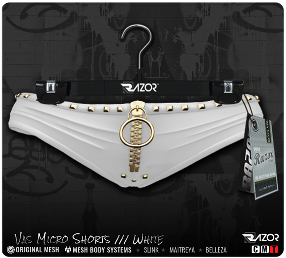 Razor/// Vas Micro Shorts - White