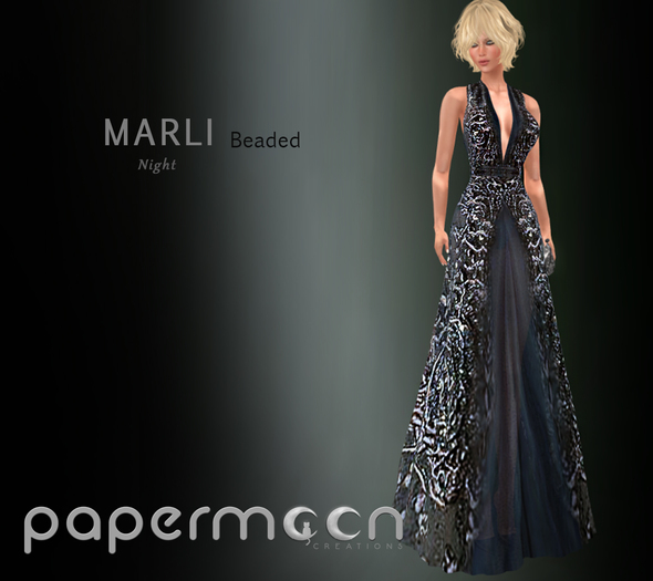 PaperMoon- Marli Beaded Gown - Night