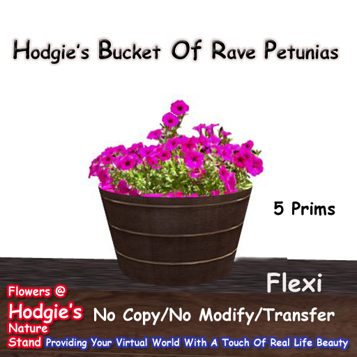 Hodgie's Flowers & Plants  --  Bucket of Wave Petunia Flowers 