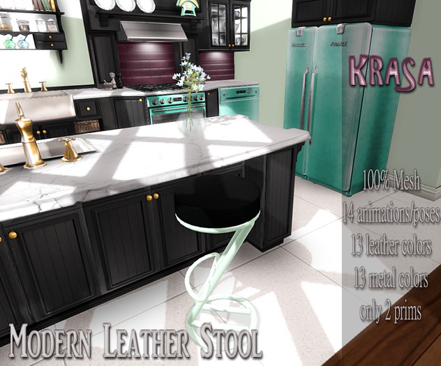 KRASA. Modern Leather Stool FATPACK