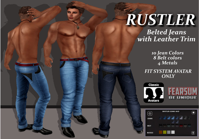 [F] Rustler Jeans - Leather Trim + Fatpack HUD - System Avatar