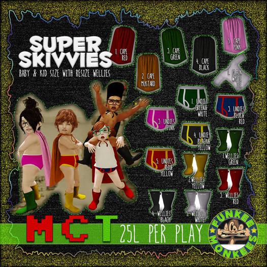 -{fM}- SuperSkivvies Wellies [GREEN] [boxed]