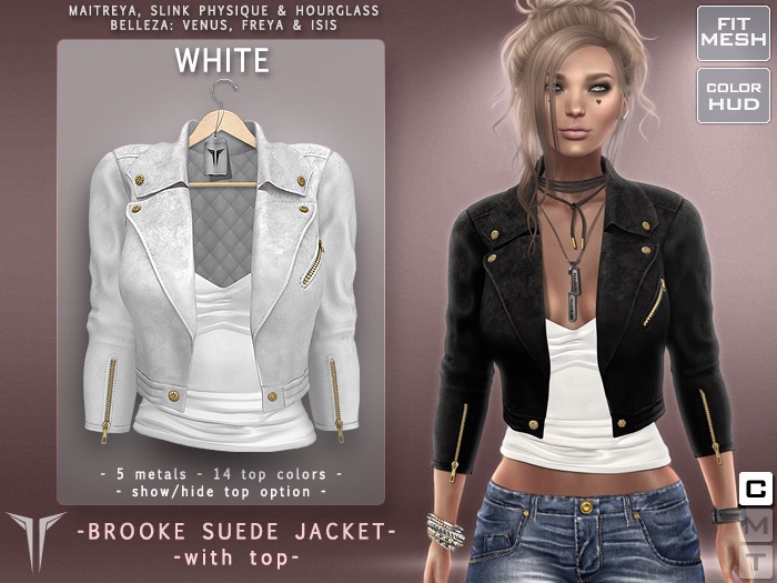 **RE** Brooke Suede Jacket - White BOX