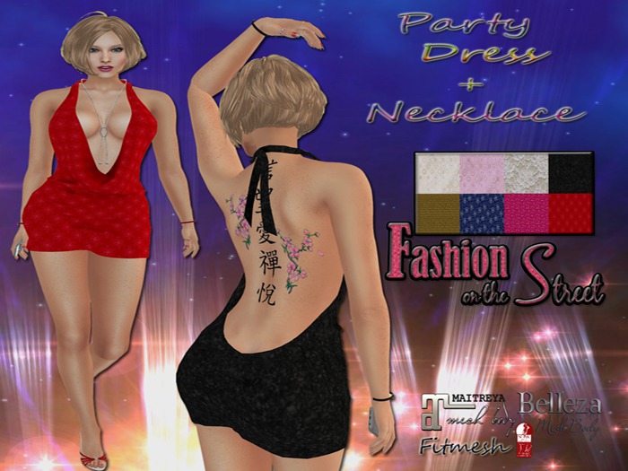 ..::Party Dress W/Hud/Slink - Maitreya - Belleza - Fitmesh::..