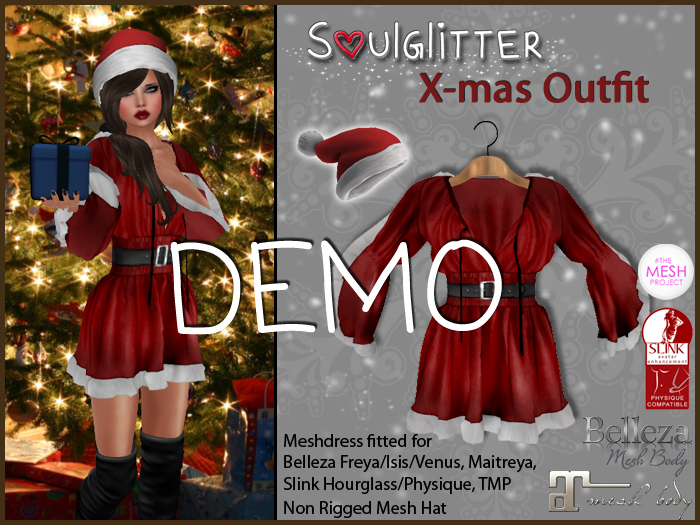 DEMO *Soulglitter* X-mas Outfit - Maitreya/Belleza/Slink/TMP