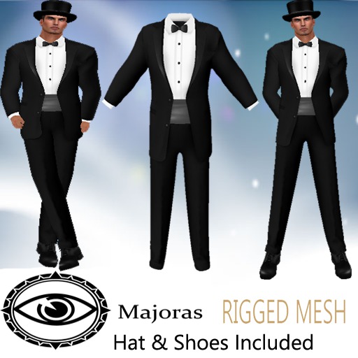 Majoras Silver Band Tuxedo with Matching Hat