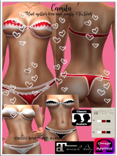 Camila hud appl bra panty 3 textures