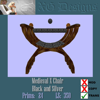 Second Life Marketplace Xgd Medieval X Chair Blacksilver