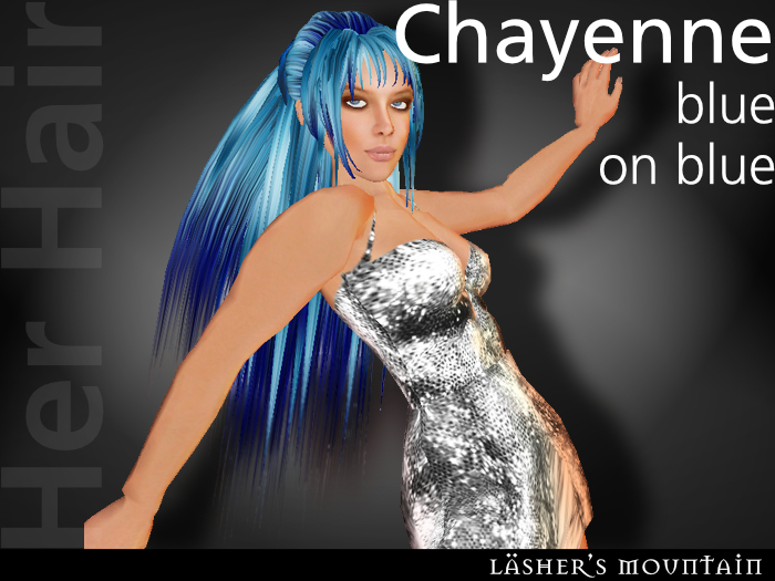  CHAYENNE Thick Full Volume Long Blue Hair (with head band) 