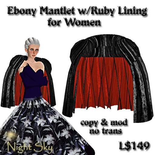 Ebony Mantlet w/Ruby Lining for Women (box)