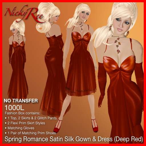 Spring Romance Satin Gown & Dress Deep Red