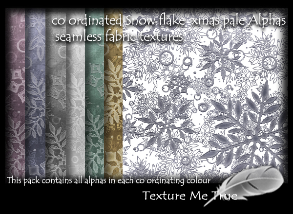 TMT co ord snowflakes pale xmas alphas seamless fabric textures
