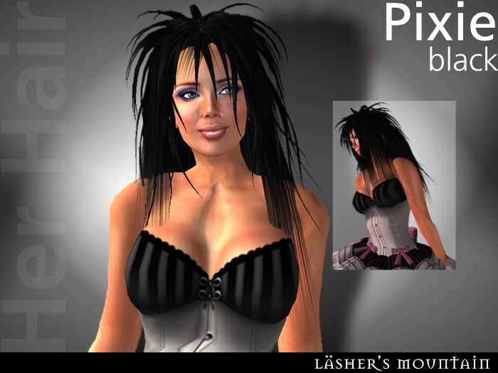  PIXIE Long Spikey Top BLACK HAIR 