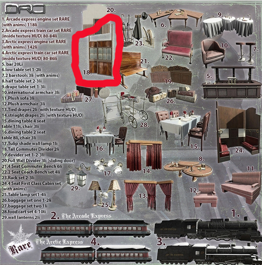 18 -DRD- AE -- Train Car - Tall Commuter Divider Set