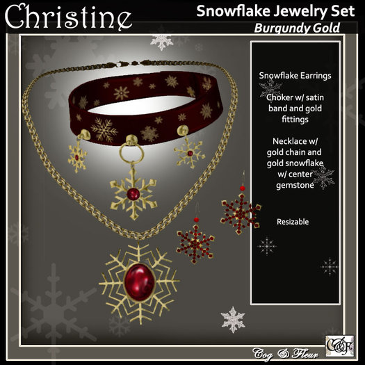 C&F Snowflake Jewelry - Burgundy Gold