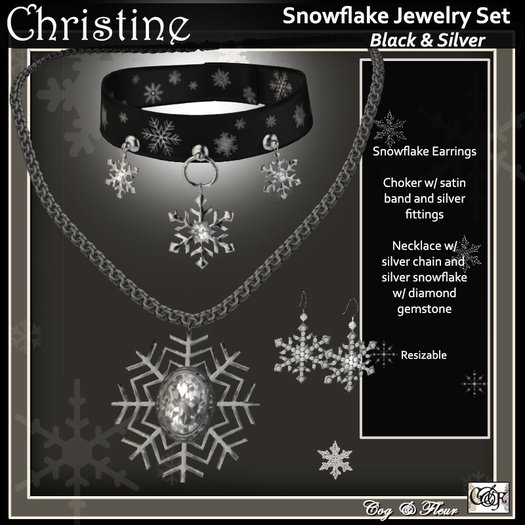 C&F Snowflake Jewelry - Black Silver