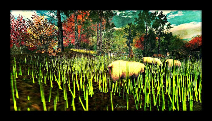 Blue Tree Art  - Grazing Sheeps