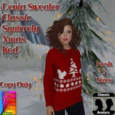 Denia Sweater Classic Squirrely Xmas Red ~OF~ Box