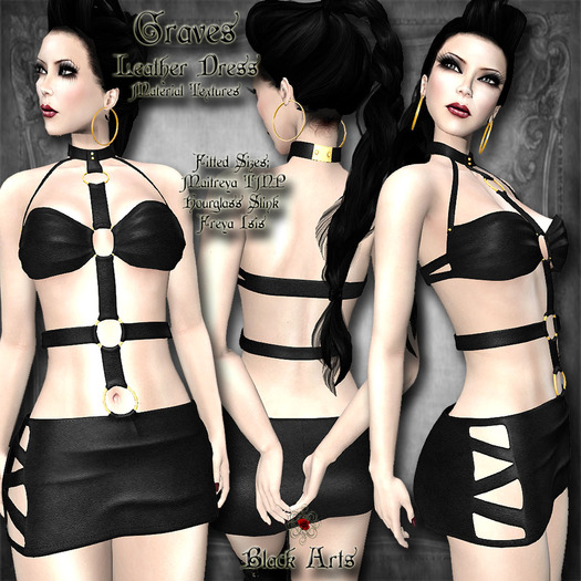 ~Black Arts~Graves Leather Dress Gold Rings