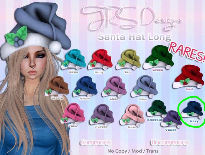 Santa Hat Long Uncommon Navy